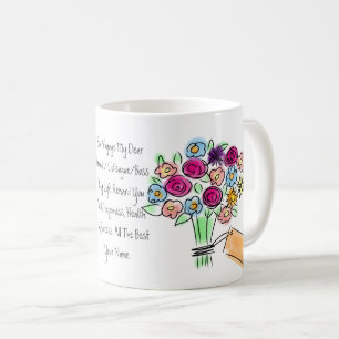 Caneca De Café Adeus Presente Mulher das Flores Personalizadas