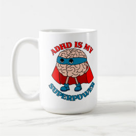 Caneca De Café ADHD é minha superpotência - Cérebro Vestindo um C