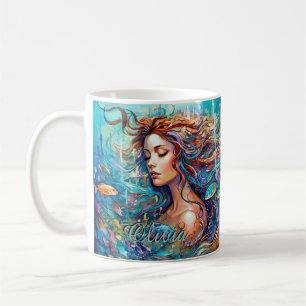 Caneca De Café Adição de Sereia Submarina no Mar, Peixes de Cabel
