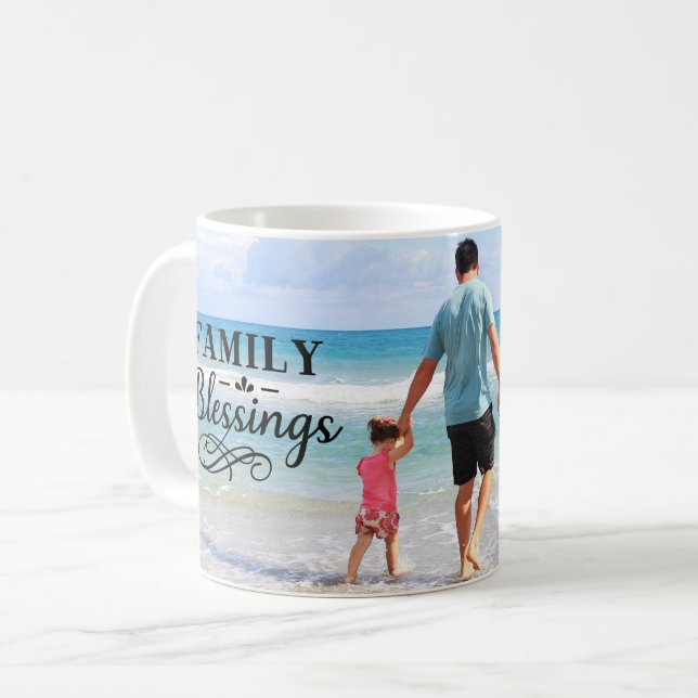 Caneca De Café ADICIONAR FOTO / Bênçãos Familiares (Frente Esquerda)