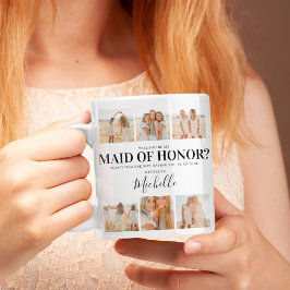 Caneca De Café Adicionar Fotos | Você Será Minha Dama de Honra? 
