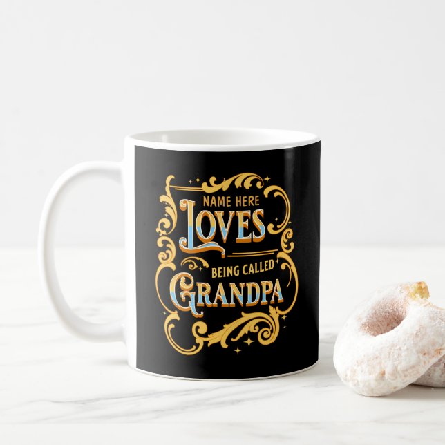 Caneca De Café Adicionar Nome Adora Ser Chamado Avô Avô (Com Donut)
