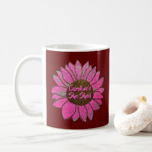 Caneca De Café Adicionar Nome Alterar Texto Ela Rosa Girassol