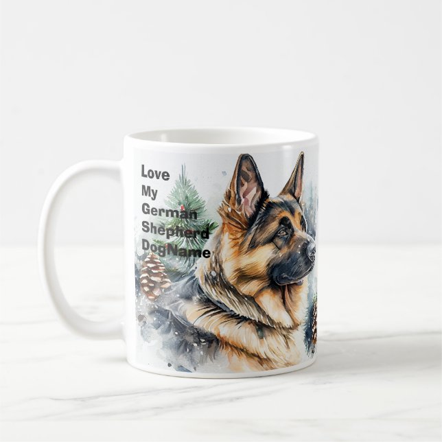 Caneca De Café Adicionar Nome Alterar Texto, German shepherd na N (Esquerda)
