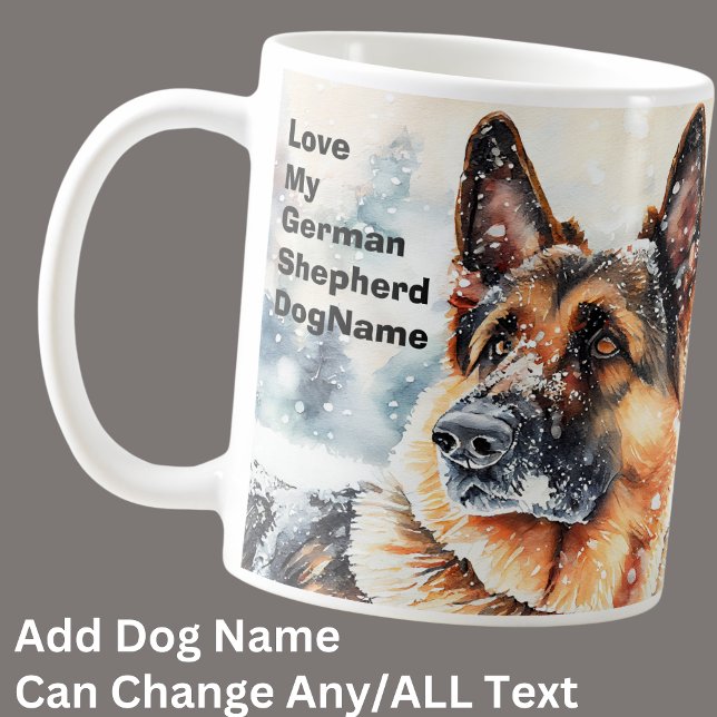Caneca De Café Adicionar Nome Alterar Texto, German shepherd na N (Criador carregado)