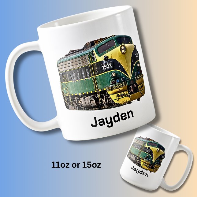 Caneca De Café Adicionar nome ou texto - Locomotiva Diesel Verde  (Criador carregado)