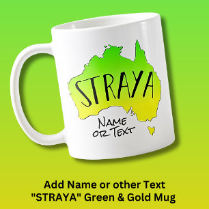 Caneca De Café Adicionar nome ou texto Mapa verde e Dourado do ST