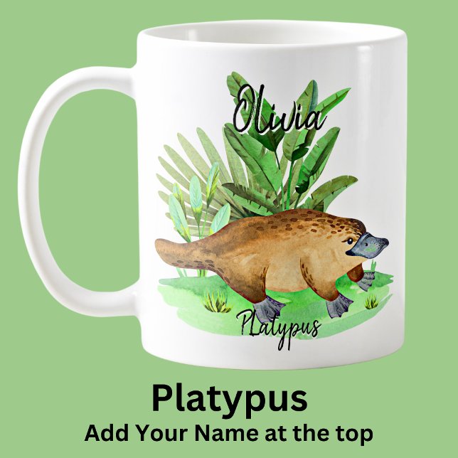 Caneca De Café Adicionar Nome Platypus Australian Animal (Criador carregado)