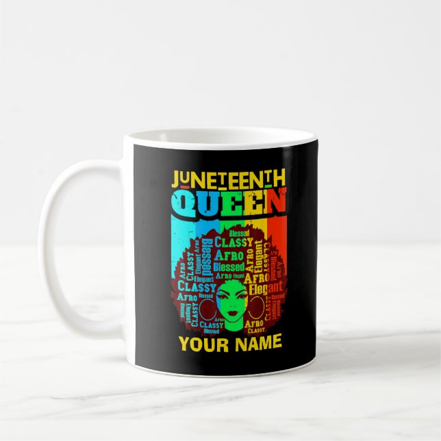 Caneca De Café Adicionar Nome Texto Junta Décima Rainha Negra Afr (Esquerda)