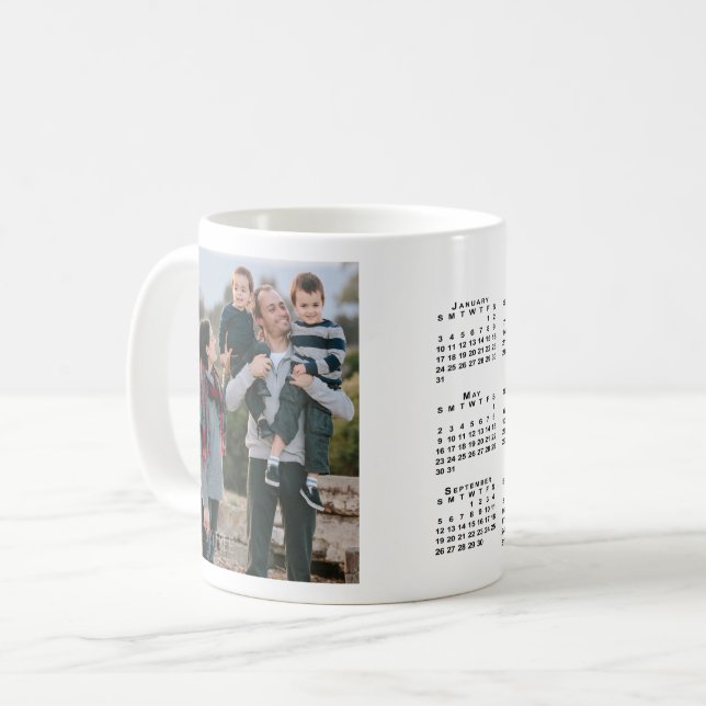 Caneca De Café Adicionar o Calendário Personalizado 2021 da Foto (Frente Esquerda)