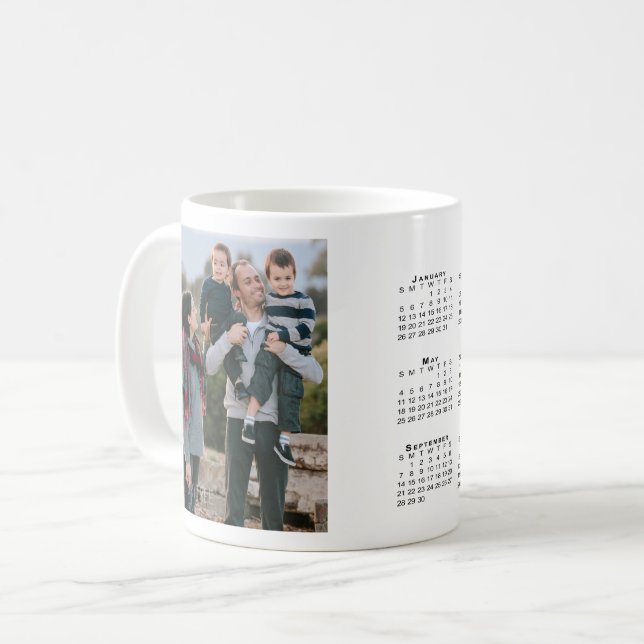 Caneca De Café Adicionar o Calendário Personalizado de Foto 2025 (Frente Esquerda)