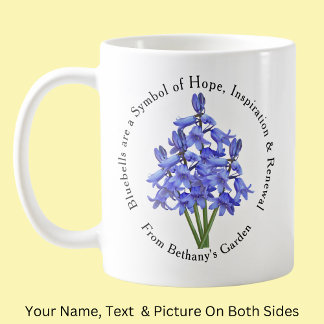 Caneca De Café Adicionar texto de nome, Bluebells Esperança, reno