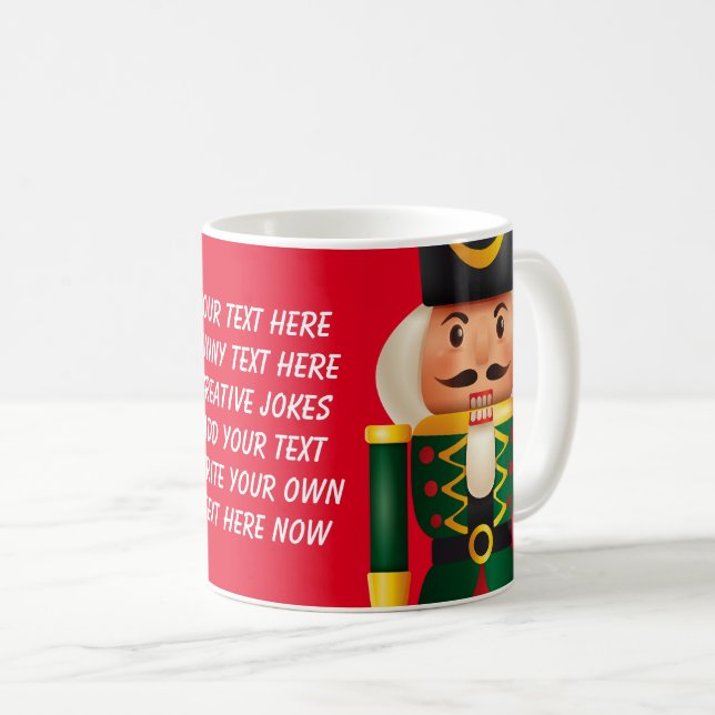 Caneca De Café Adicione a sua ilustração brilhante de texto nutcr (Frente Esquerda)