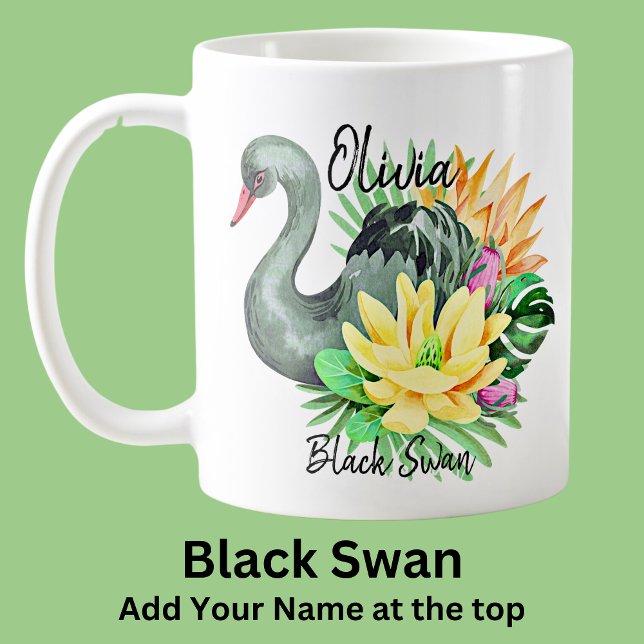 Caneca De Café Adicione nome Black Swan Australian Animal Pird (Criador carregado)