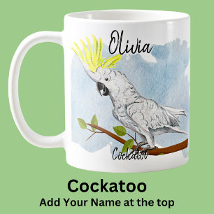 Caneca De Café Adicione Nome Cockatoo australiano Pássaro Nativo