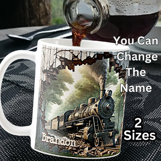 Caneca De Café Adicione Nome, Comboio A Vapor Sem Mug