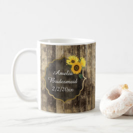 Caneca De Café Adicione nome Rustic Wedding Bridesmaid girflower