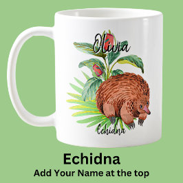 Caneca De Café Adicione o nome Echidna Australian Animal