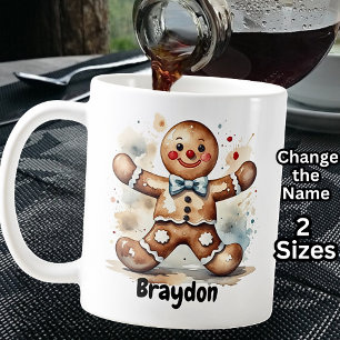Caneca De Café Adicione o nome, Gingerbird Man para o Natal