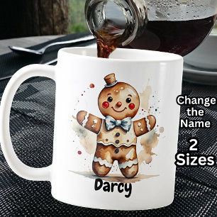 Caneca De Café Adicione o nome, Gingerbird Man para o Natal