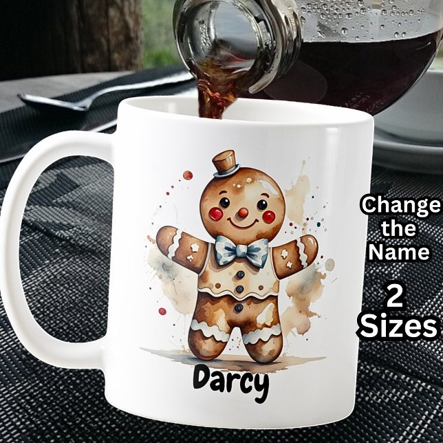 Caneca De Café Adicione o nome, Gingerbird Man para o Natal (Criador carregado)