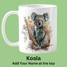 Caneca De Café Adicione o nome Koala na árvore marsupial australi