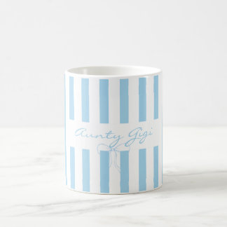 Caneca De Café Adicione o próprio texto Tia azul bebê listrado