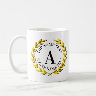 Caneca De Café Adicione o seu nome inicial ou texto Dourado por b