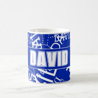 Caneca De Café Adicione qualquer nome, nome colagem em azul e bra
