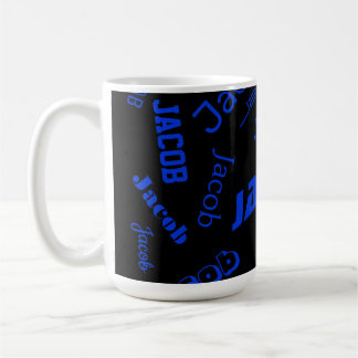 Caneca De Café Adicione qualquer nome ou palavra | Azul e Preto