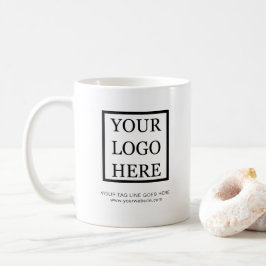 Caneca De Café Adicione seu logotipo, preto e branco minimalista
