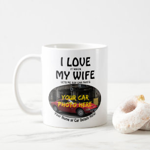 Caneca De Café Adicione seu nome de foto do carro, texto, eu amo