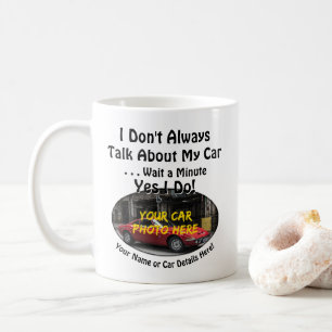 Caneca De Café Adicione seu nome de foto do carro, texto, nem sem