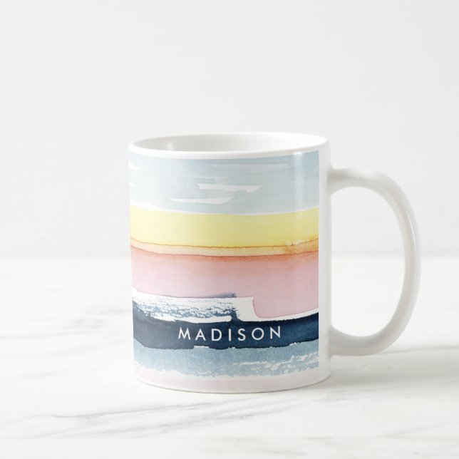 Caneca De Café Adicione seu nome | Fluxo Sunset I (Direita)
