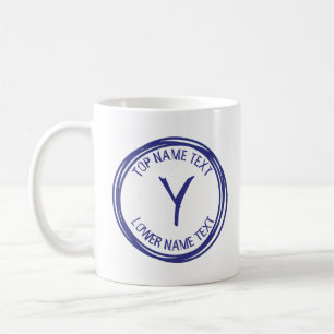 Caneca De Café Adicione seu nome inicial ou texto desenhado à mão
