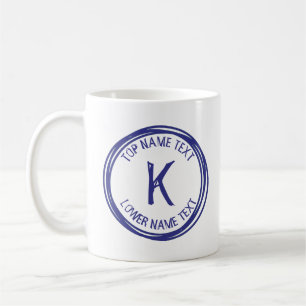 Caneca De Café Adicione seu nome inicial ou texto desenhado à mão