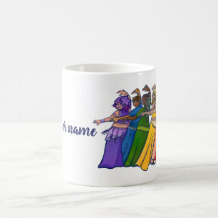 Caneca De Café Adicione seu nome Rainbow Belly Dancer Art Belly D