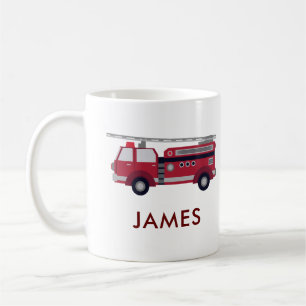 Caneca De Café Adicione seu nome Red Fire caminhão Personalizado