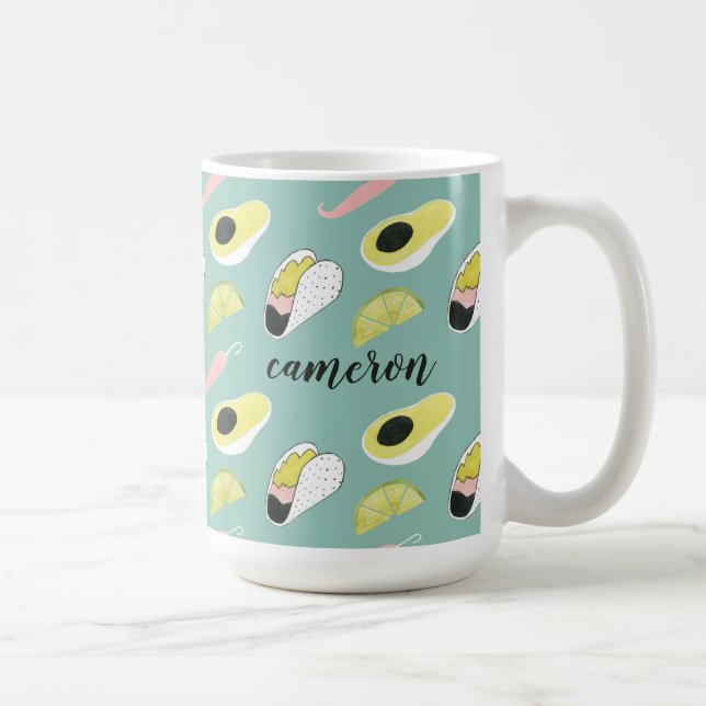 Caneca De Café Adicione seu nome | Vamos Taco Sobre Amor | Taco E (Direita)