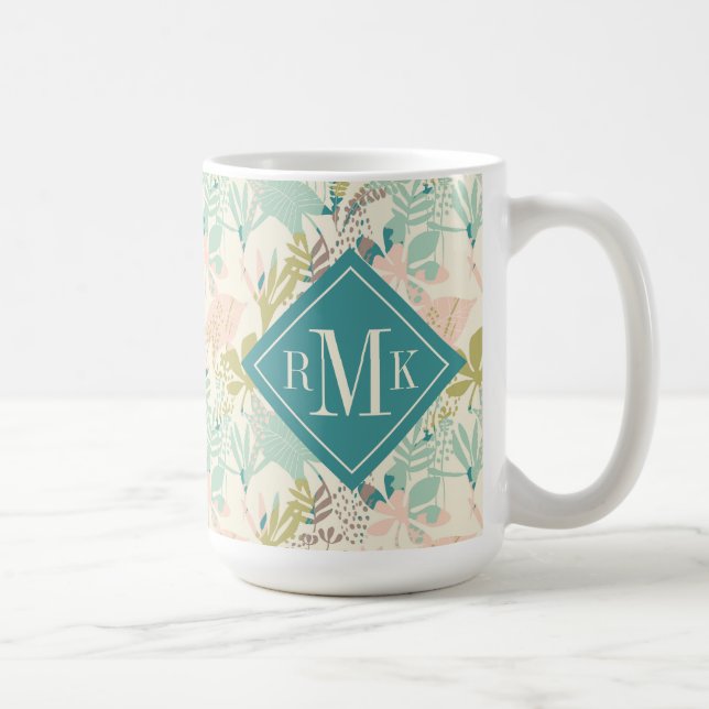 Caneca De Café Adicione seu teste padrão floral moderno do (Direita)