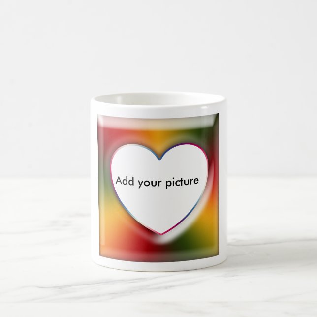 Caneca De Café Adicione sua foto, forma cardíaca (Centro)