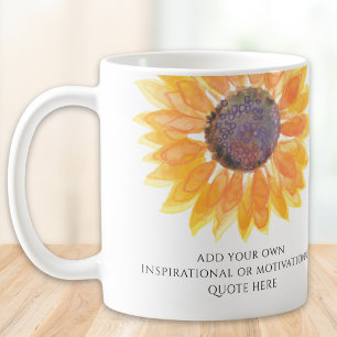 Caneca De Café Adicione Sua Própria Citação Inspiradora Girassol