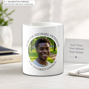 Caneca De Café Adicione Sua Própria Foto e Título da Campanha Ele