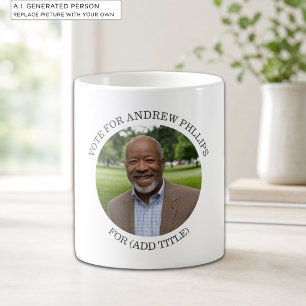 Caneca De Café Adicione Sua Própria Foto e Título da Campanha Ele