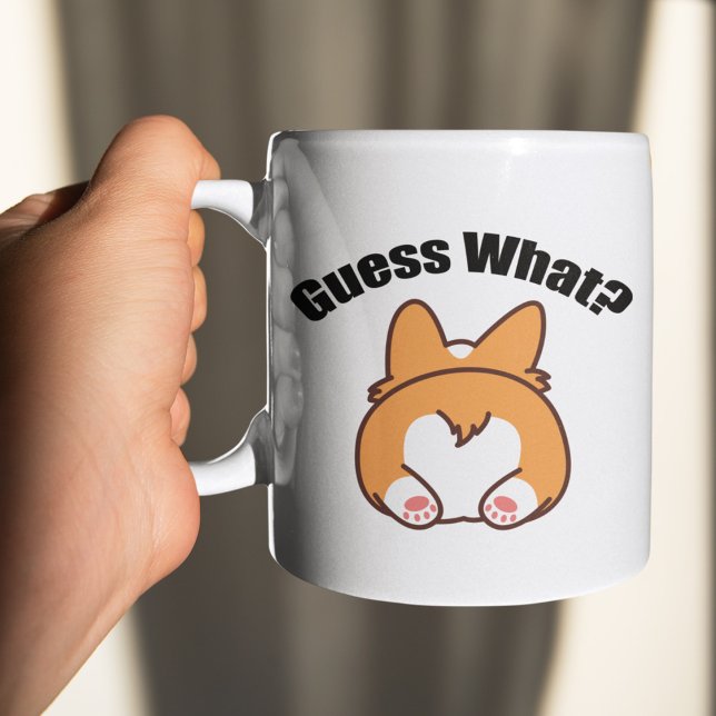 Caneca De Café Adivinha Que Humor De Bumbum De Corgi (Criador carregado)