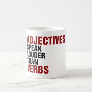 Caneca De Café Adjetivos falam mais alto que verbos