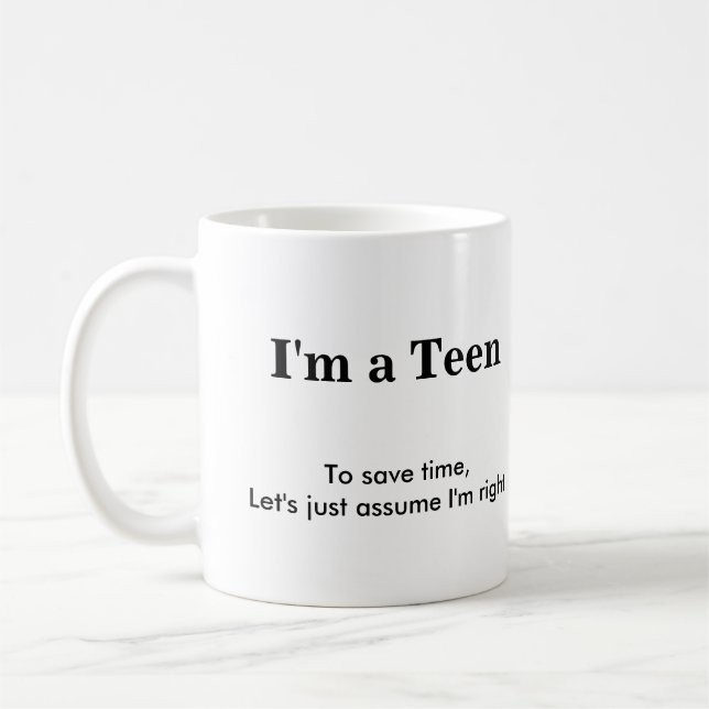 Caneca De Café Adolescente - supor que eu sou direito (Esquerda)