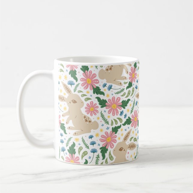 Caneca De Café  adorable Easter Bunny & Eggs Pattern (Esquerda)