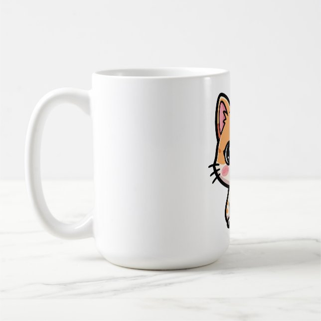 Caneca De Café Adorable Kawaii Ginger Cat Illustration (Esquerda)