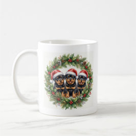 Caneca De Café Adorable Puppy Rottweilers Christmas Mug